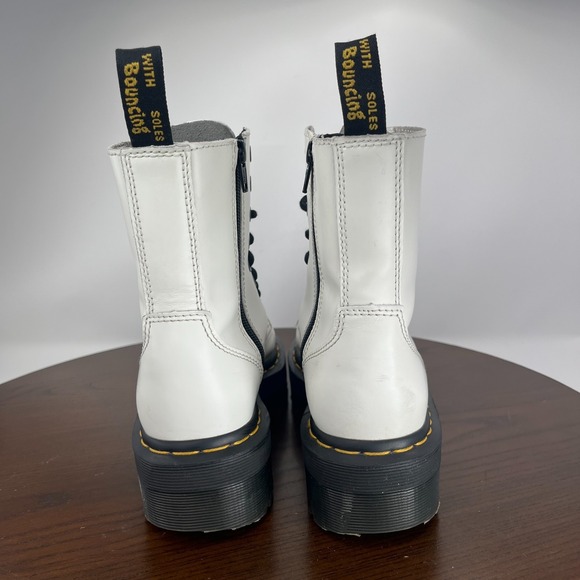 Dr. Martens Jadon Boots Women's 6 White Smooth Leather Platforms Combat Shoes M5 - Picture 4 of 16